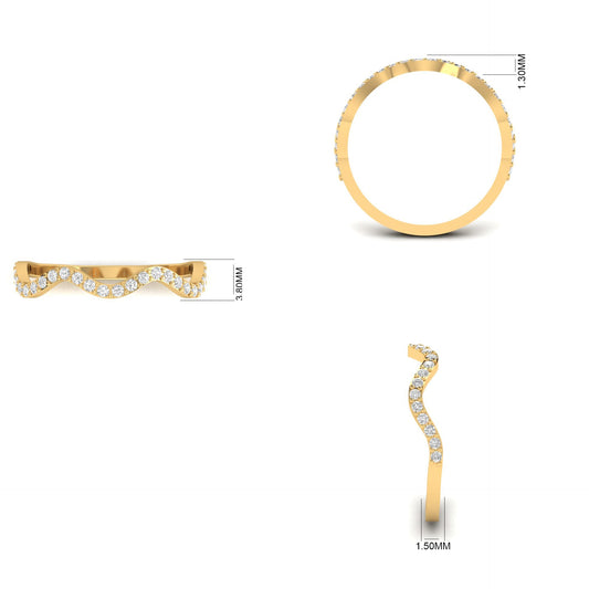 True Elegant 0.21Carat Moissanite Curve Dainty Band Ring 18kt Gold Over Sterling Silver