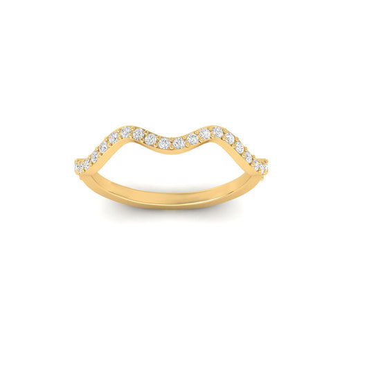 True Elegant 0.21Carat Moissanite Curve Dainty Band Ring 18kt Gold Over Sterling Silver
