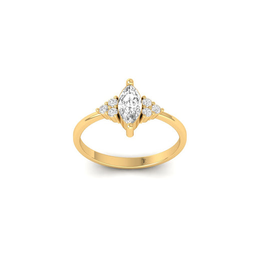 True Elegant Marquise Moissanite Ring 18kt Gold Over Sterling Silver