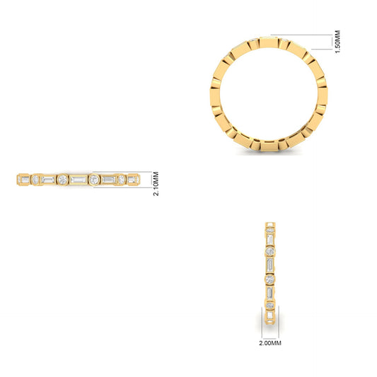 True Elegant Baguette Moissanite Diamond Band 18kt Gold Over Sterling Silver