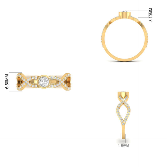 0.45CT Moissanite Engagement Ring For Women 18kt Gold Over Sterling Silver