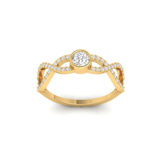 0.45CT Moissanite Engagement Ring For Women 18kt Gold Over Sterling Silver