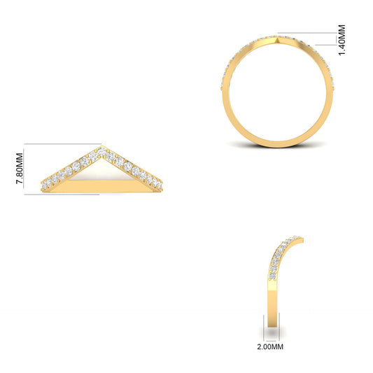 0.29CT V Shape Round Cut Moissanite Engagement Ring 18kt Gold Over Sterling Silver