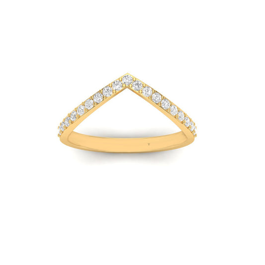 0.29CT V Shape Round Cut Moissanite Engagement Ring 18kt Gold Over Sterling Silver