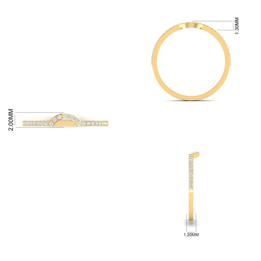 0.13CT Moissanite Curve Dainty Curve Band Ring 18kt Gold Over Sterling Silver