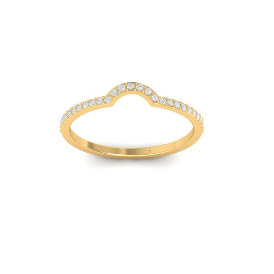 0.13CT Moissanite Curve Dainty Curve Band Ring 18kt Gold Over Sterling Silver