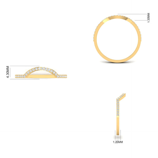 0.14CT Moissanite Curve Band Ring 18kt Gold Over Sterling Silver