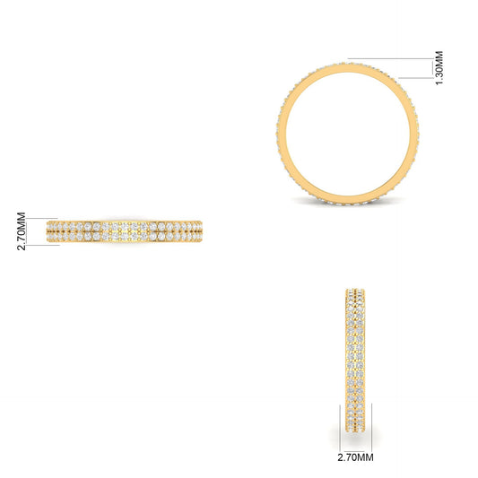 0.50CT Moissanite Diamond Two Row Wedding Band For Men And Women 18kt Gold Over Sterling Silver