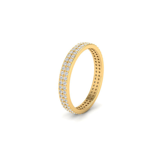 0.50CT Moissanite Diamond Two Row Wedding Band For Men And Women 18kt Gold Over Sterling Silver