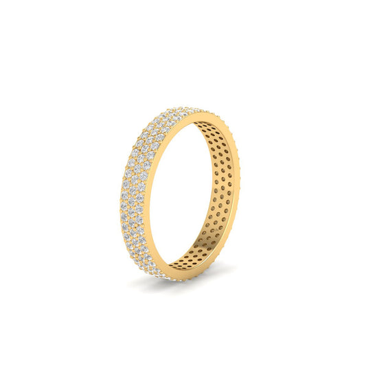 0.74CT Moissanite Diamond Three Row Wedding Band For Men And Women 18kt Gold Over Sterling Silver