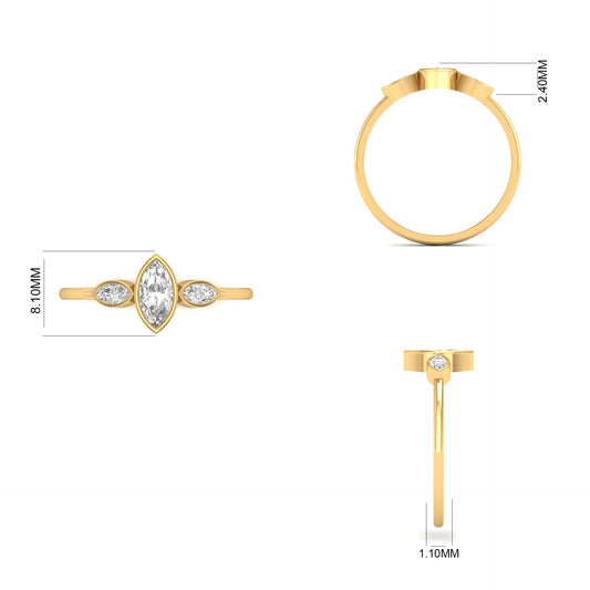 0.38CT Marquise Moissanite Engagement Ring 18kt Gold Over Sterling Silver