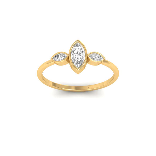 0.38CT Marquise Moissanite Engagement Ring 18kt Gold Over Sterling Silver