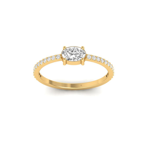 0.52CT Oval Cut Moissanite Engagement Ring 18kt Gold Over Sterling Silver