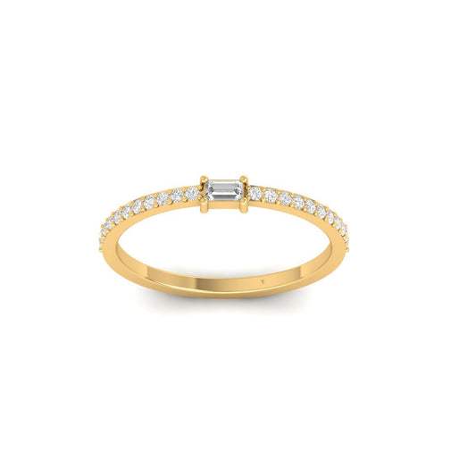 0.21CT Baguette Moissanite Diamond Ring 18kt Gold Over Sterling Silver