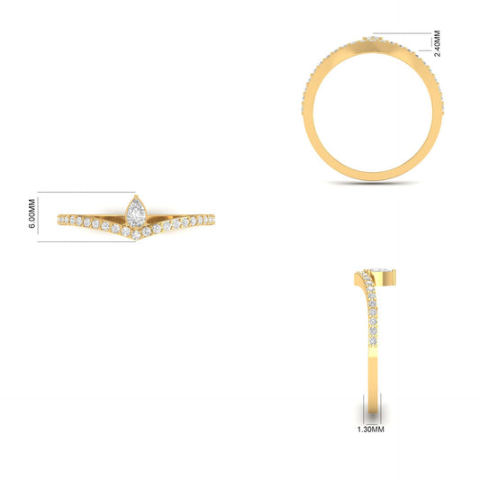 0.24CT Pear Moissanite Diamond Curve Engagement Ring In 18kt Gold Over Sterling Silver