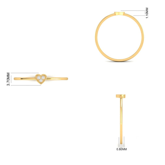 True Elegant Moissanite Dainty Three Stone Heart Promise Ring In 18kt Gold Over Sterling Silver