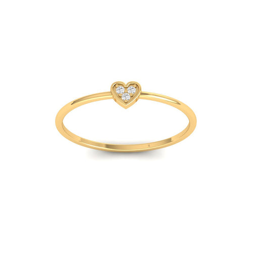 True Elegant Moissanite Dainty Three Stone Heart Promise Ring In 18kt Gold Over Sterling Silver