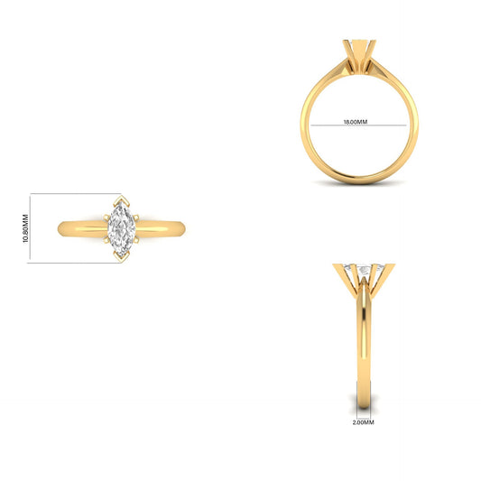 0.52CT Marquise Moissanite Diamond Engagement Ring In 18kt Gold Over Sterling Silver