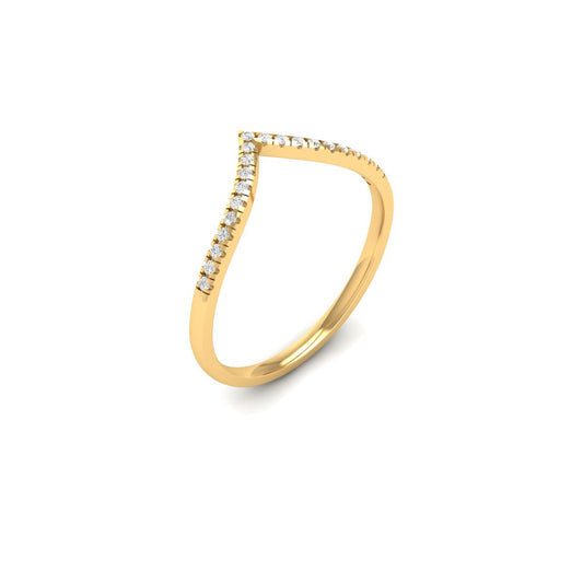 0.8 Ctw Round Cut VVS1 Moissanite Curved Bridal Ring 18kt Gold Plated Wedding Band