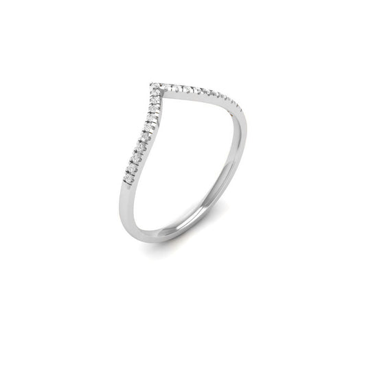 0.8 Ctw Round Cut Moissanite Curved Wedding Anniversary Band 14K White Gold Plated