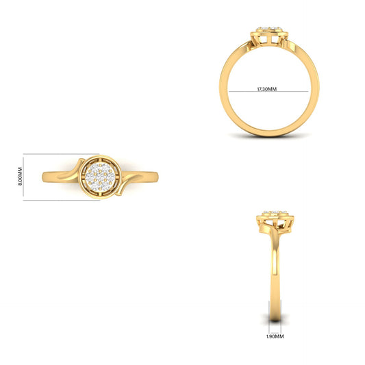 0.13CT Pave Round Cut Moissanite 925 Sterling Silver Engagement Promise Ring In 18kt Gold Over