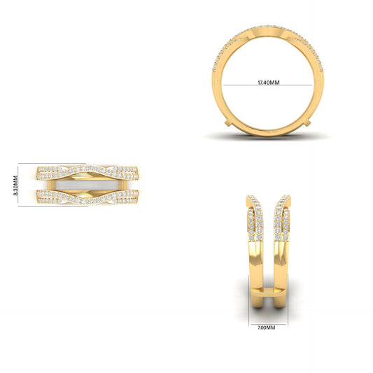 0.35ct Moissanite Diamond Anniversary Curve Insert Ring In 18kt Rose Gold Over Sterling Silver