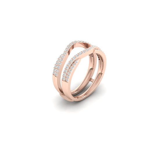 0.35ct Moissanite Diamond Anniversary Curve Insert Ring In 18kt Rose Gold Over Sterling Silver
