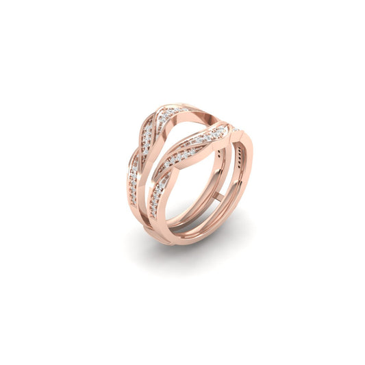 True Elegant 0.17ct Moissanite Diamond Engagement Insert Open Ring In 18kt Rose Gold Over Sterling Silver