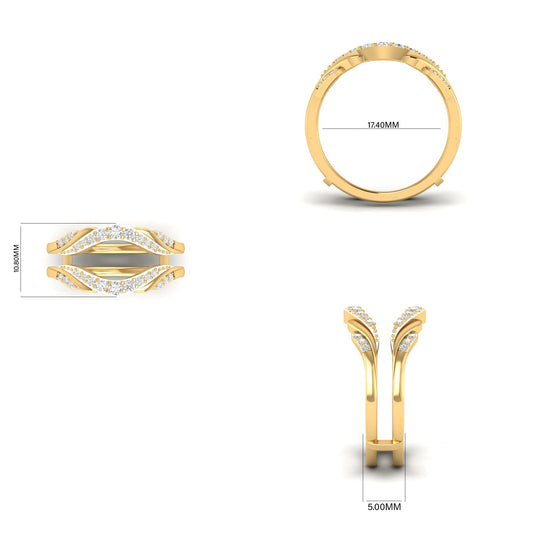 0.30CT Ct Round Moissanite Wrap Engagement Ring 14k Yellow Gold Over Insert Ring Engagement Enhance Guard Ring