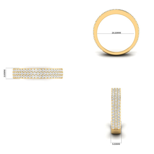 Moissanite Diamond Three Row Eternity Band Ring In 18kt Gold Over Sterling Silver