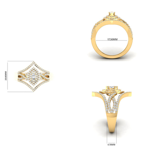 1.0CT Moissanite Diamond Engagement Ring In 18kt Yellow Gold Over Sterling Silver