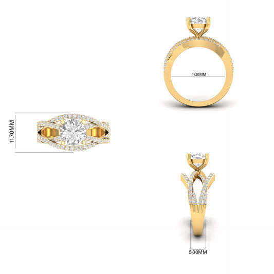 2.48CT Unique Moissanite Diamond Engagement Ring In 18kt Gold Over Sterling Silver