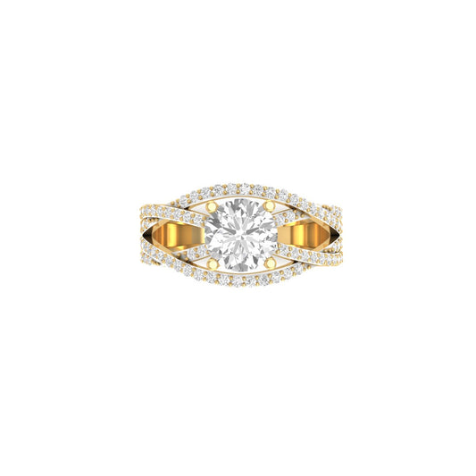 2.48CT Unique Moissanite Diamond Engagement Ring In 18kt Gold Over Sterling Silver