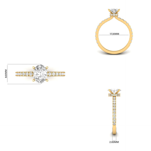 Oval Cut Moissanite Diamond Petite Solitaire Engagement  Ring In 18kt Gold Over Sterling Silver