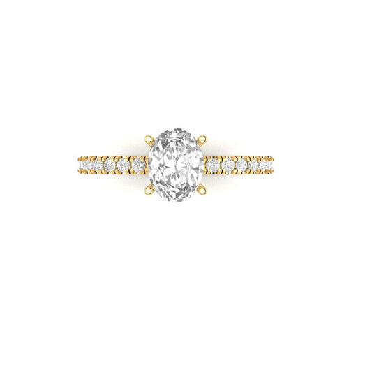 Oval Cut Moissanite Diamond Petite Solitaire Engagement  Ring In 18kt Gold Over Sterling Silver