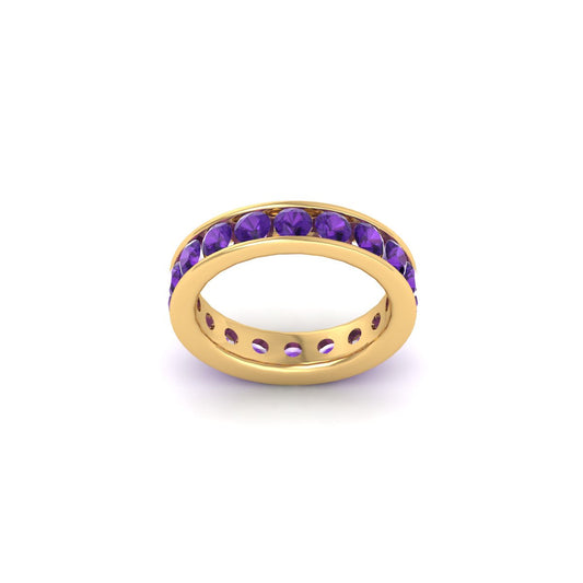 2.0CT Amethyst Full Eternity Wedding Anniversary Band Ring In 18kt Gold Over Sterling Silver