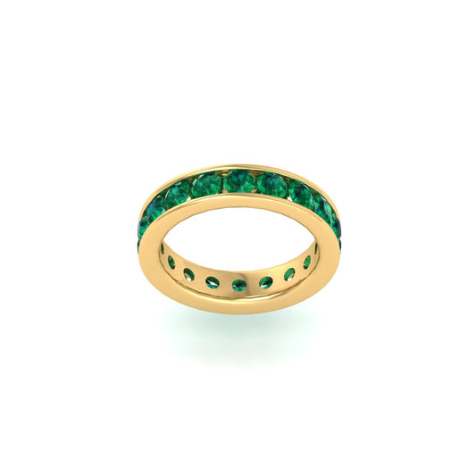2.0CT Emerald Full Eternity Wedding Anniversary Band Ring In 18kt Gold Over Sterling Silver