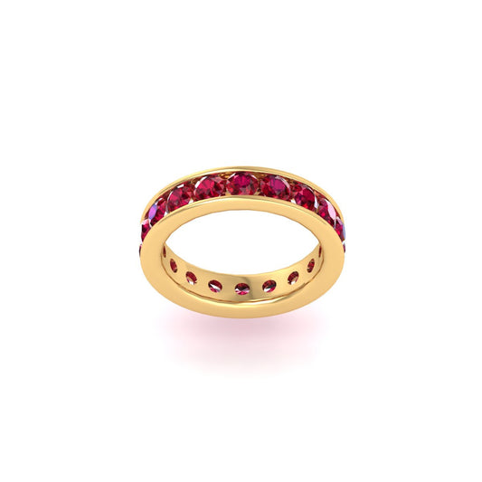 2.0CT Garnet Full Eternity Wedding Anniversary Band Ring In 18kt Gold Over Sterling Silver