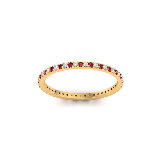 1.0CT Garnet And Moissanite Alternate Full-Eternity Anniversary Wedding Band Ring