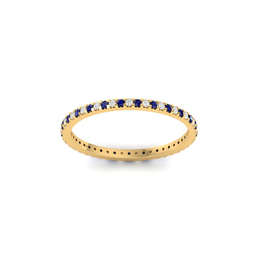 1.0CT Sapphire And Moissanite Full-Eternity Anniversary Wedding Band Ring For Women