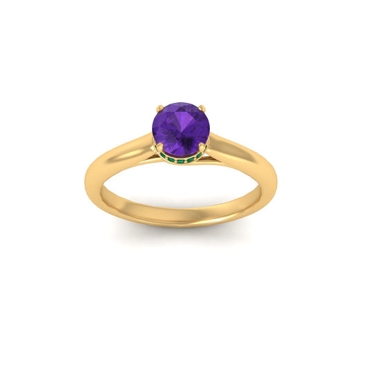 1.0CT Round Amethyst Dainty Engagement Ring For Her In 18kt Gold Over Sterling Silver
