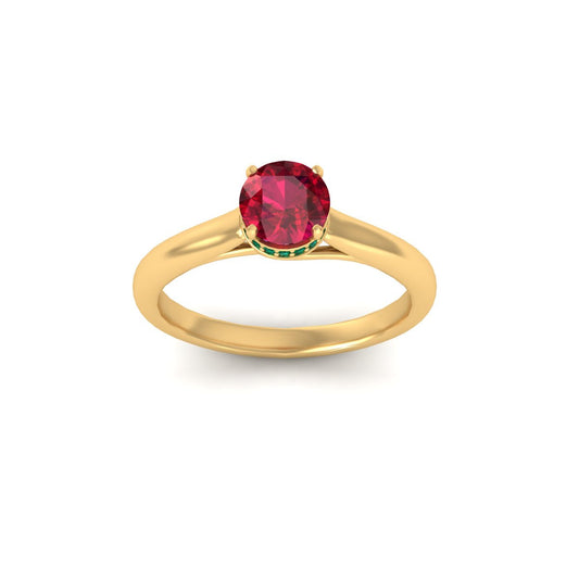 1.0CT Red Garnet Solitaire Engagement Ring For Women 18kt Gold Over Sterling Silver