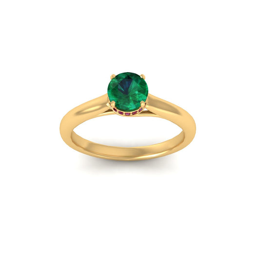 1.0CT Emerald Prong Set Solitare Engagement Ring For Her 18kt Gold Over Sterling Silver