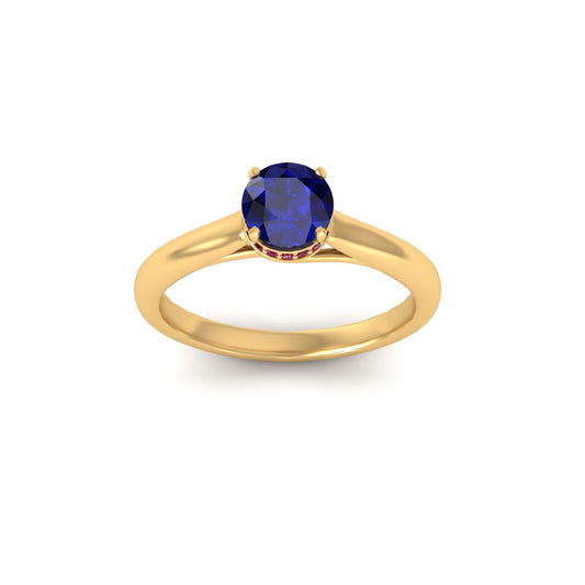 1.0CT Blue Sapphire Solitaire Engagement Ring For Women