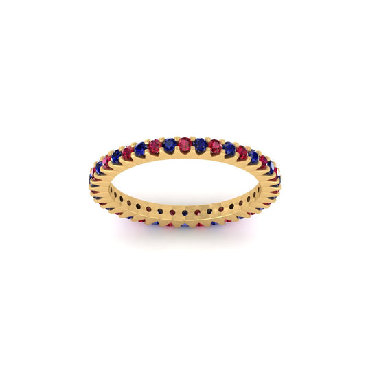 1.0CT Sapphire And Garnet Alternate Gemstone Wedding Anniversary Band Ring