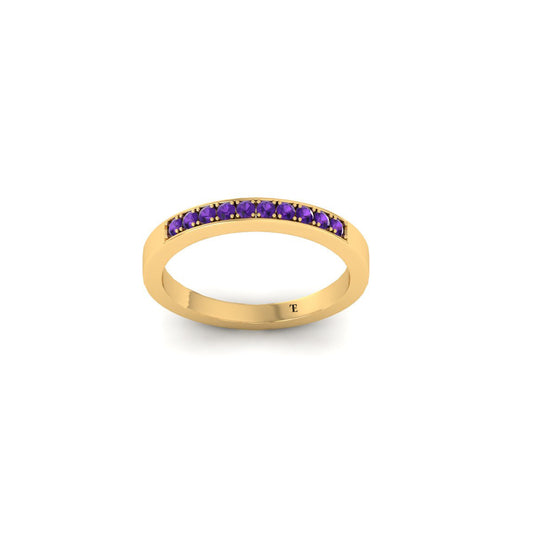 Purple Amethyst Half Eternity Wedding Band For Women