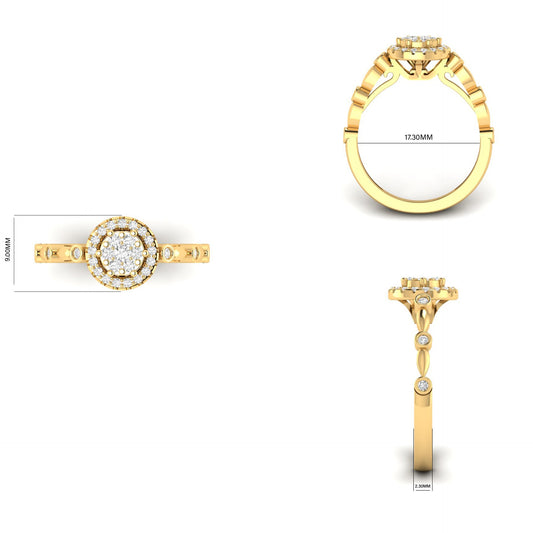 Solitaire Engagement Rings for Women Halo Ring Promise Rings for her Sterling Silver plated with 18K Yellow Gold Rings for Women 1.64ct D Color VVS1 Clarity Moissanite Size 4-11