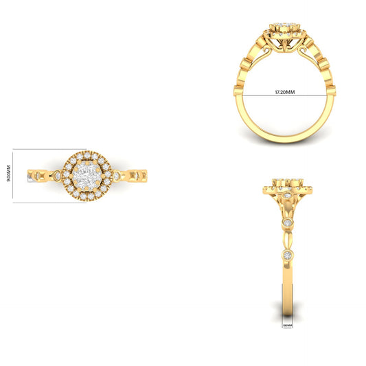 1.0CT Moissanite Diamond Round Cut Engagement Halo Ring for Women 18kt Gold Over Sterling Silver