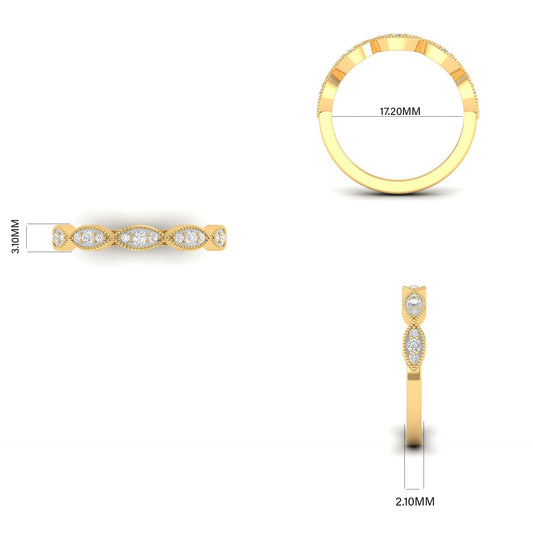 True Elegant Moissanite Diamond Dinty Stacable Wedding Anniversary Band Ring 18kt Gold Over Sterling Silver