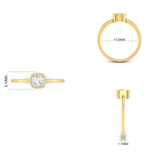 1.0CT Moissanite Bezel Setting Cushion Lab Created Diamond Solitaire Promise Rings 925 Sterling Silver